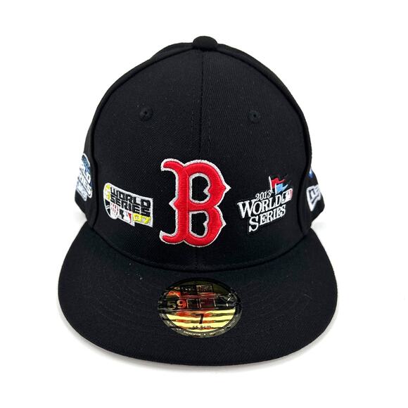 New Era 59FIFTY Black Boston Red Sox World Champions 9085 Fitted Hat Size 7 - Picture 3 of 12
